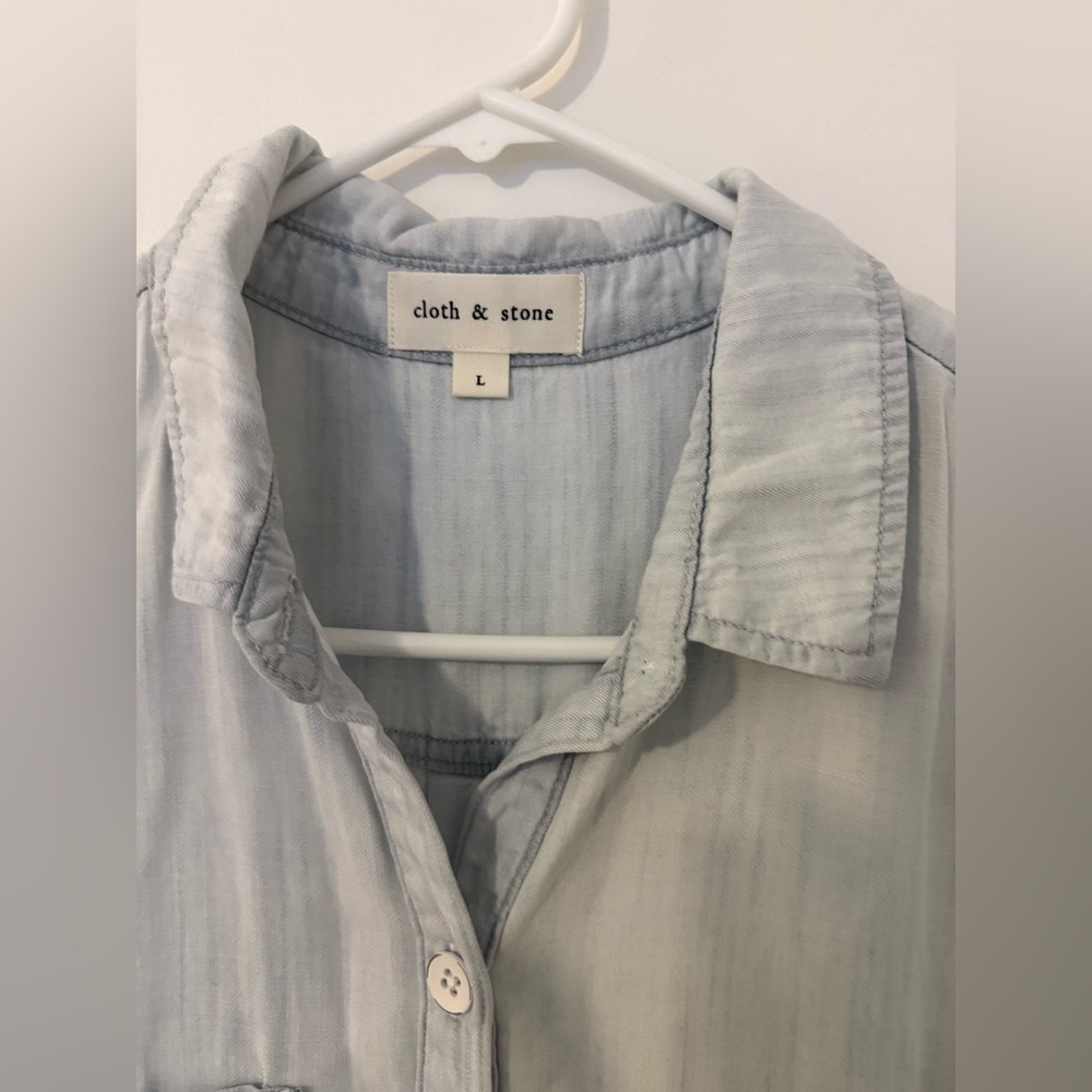 Cloth & Stone denim chambray romper with tie